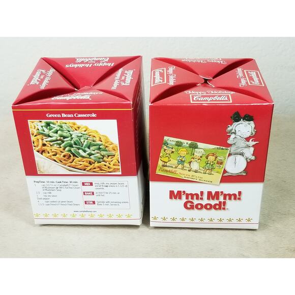 Campbell Ornament Soup Red 2001 A Good Night Mm Mm Good White 2004 x2 Vintage - Picture 8 of 13